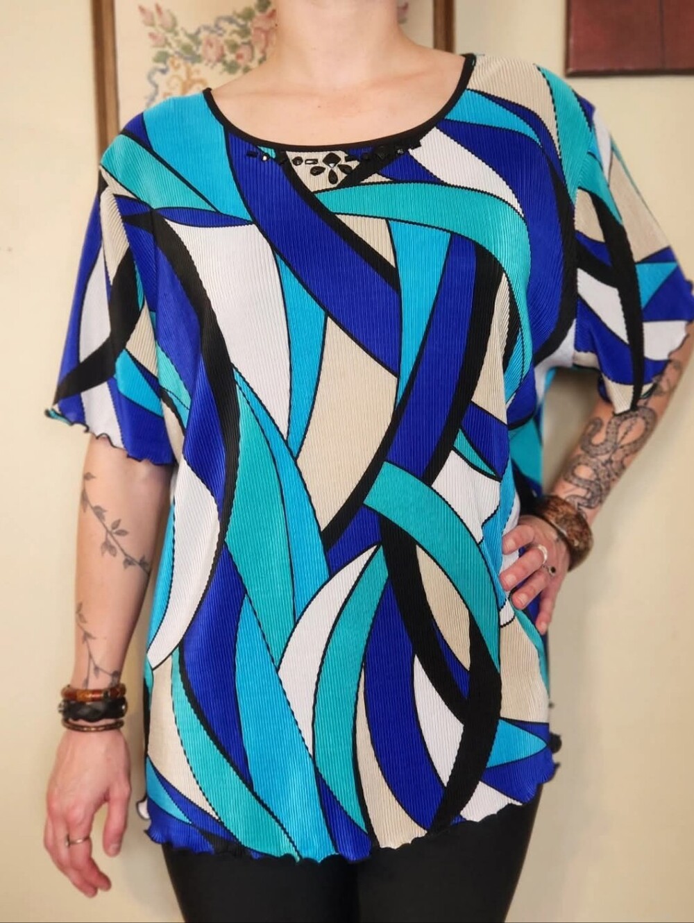 Vintage 2000s Alfred Dunner Abstract Crinkle Blouse